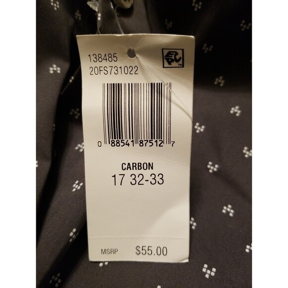 Van Heusen Men's Size XL Carbon Grey Flex Collar Slim Fit Stretch Dress Shirt - Picture 5 of 9